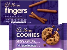 Cadbury Cookies 156g or Chocolate Finger Biscuits 114g