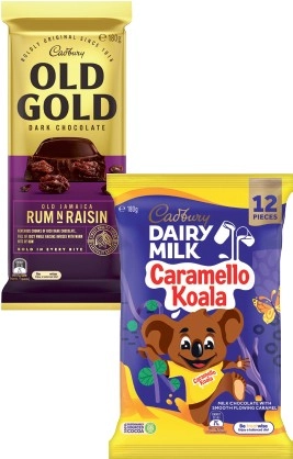 Cadbury Old Gold Block Chocolate 170g-180g or Cadbury Sharepacks 120g-180g