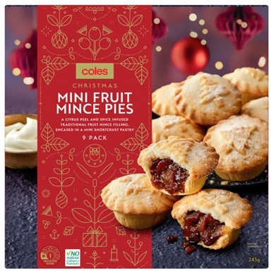 Coles Christmas Mini Fruit Mince Pies 9 Pack 243g