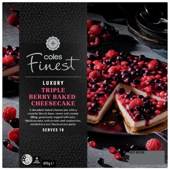 Coles Finest Triple Berry Cheesecake 890g