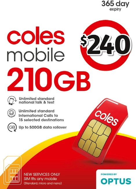 Coles Mobile $240 Prepaid SIM