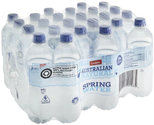 Coles Natural Spring Water 24x600mL