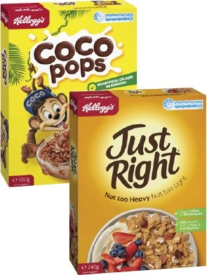 Kellogg's Coco Pops 650g or Just Right 740g