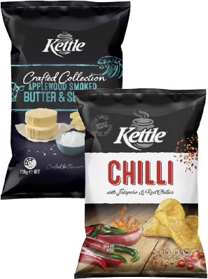 Kettle Potato Chips or Crafted Collection 150g-165g