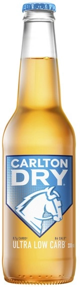 NEW Carlton Dry Ultra Low Carb Lager Bottles 24x330mL