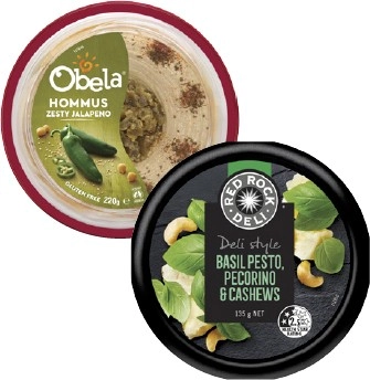 Obela Dip 220g or Red Rock Deli Dip 135g