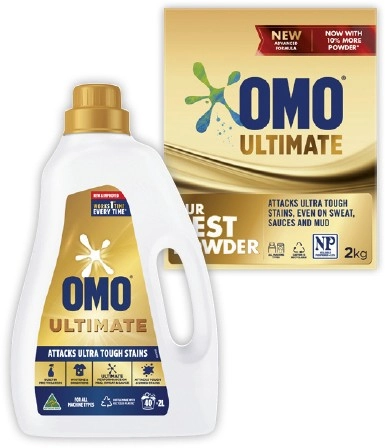 Omo Ultimate Laundry Liquid 2 Litre or Powder 2kg