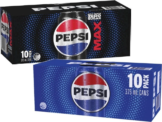 Pepsi, Solo or Schweppes Soft Drink 10x375mL