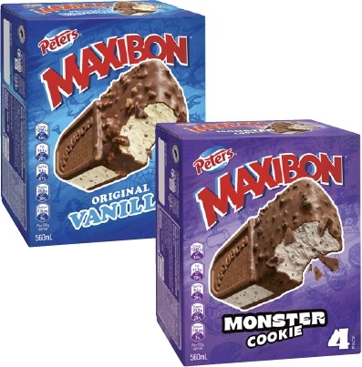 Peters Maxibon Ice Cream 4 Pack 560mL