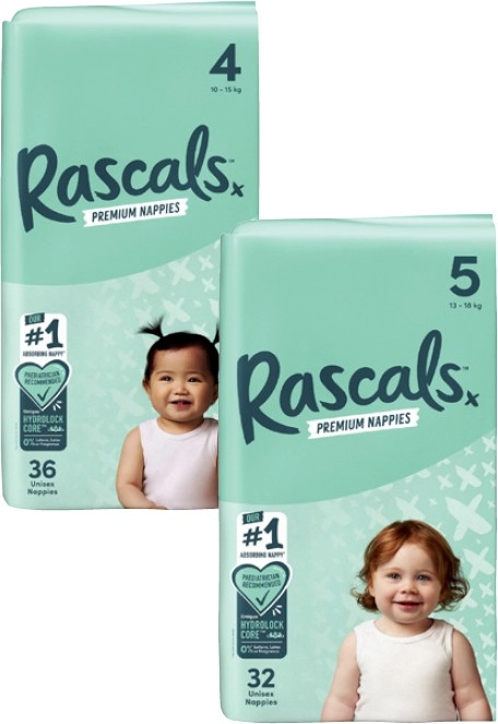 Rascals Premium Nappies 26 Pack-54 Pack