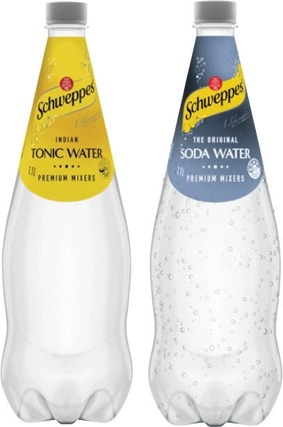 Schweppes Mixers, Soft Drink or Mineral Water 1.1 Litre