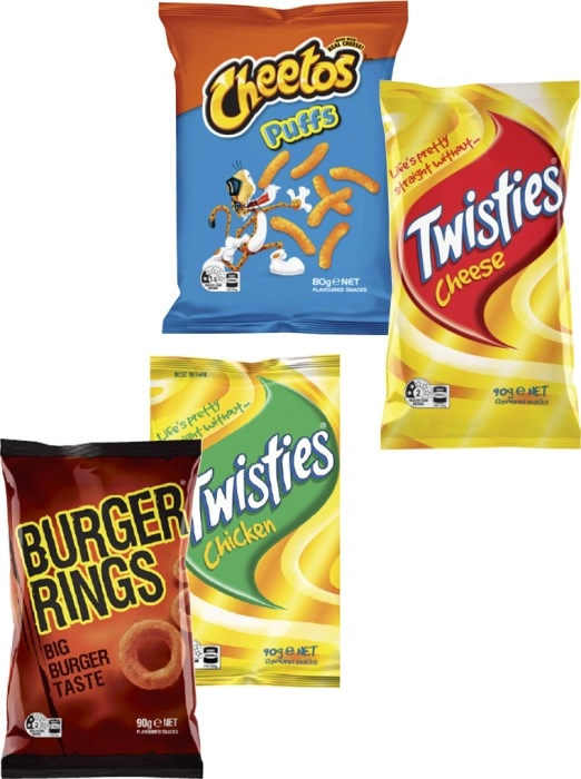 Twisties, Burger Rings or Cheetos 80g-90g