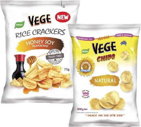 Vege Chips 100g or Rice Crackers 75g