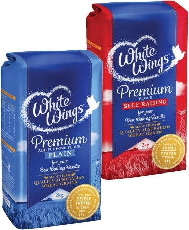 White Wings Plain or Self Raising Flour 2kg