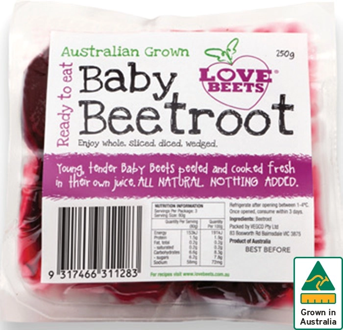 Australian Love Beets Baby Beetroot 250g Pack