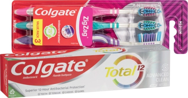 Colgate Total Premium, Sensitive or MaxFresh Toothpaste 100-200g, MaxFresh Watermelon Mint Mouthwash 500mL, Max Sonic Medium Toothbrush 1 Pack, Optic White 2 Pack or Zig Zag 3 Pack Selected Varieties*