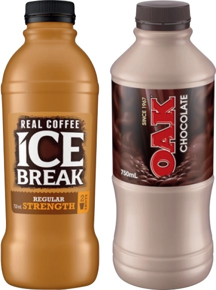 Ice Break Real Coffee or Oak Flavoured Milk 750mL Selected Varieties