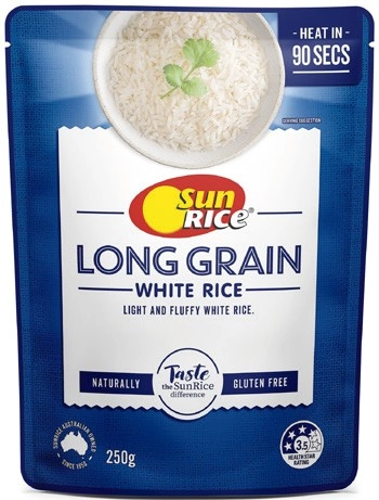 SunRice 90 Seconds Microwave Rice 250g Selected Varieties