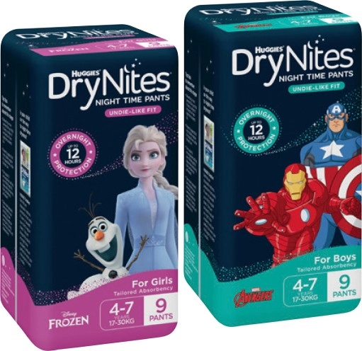 Huggies DryNites Pants 8-10 Pack Selected Varieties