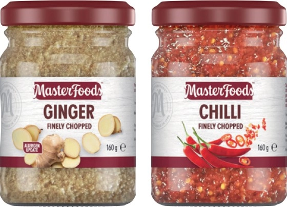 MasterFoods Freshly Chopped Chilli or Grated Ginger 160g