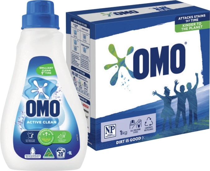 Omo Laundry Liquid 1 Litre or Powder 1kg selected varieties