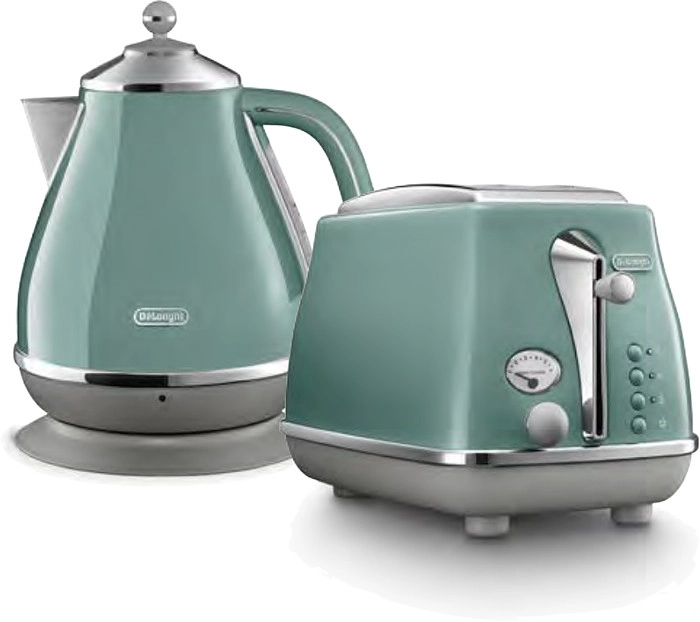 De’Longhi Icona Capitals Kettle and 2-Slice Toaster in Toronto Green Bundle