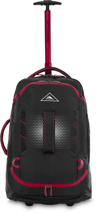 High Sierra Composite V4 Wheeled Duffle in Black and Red