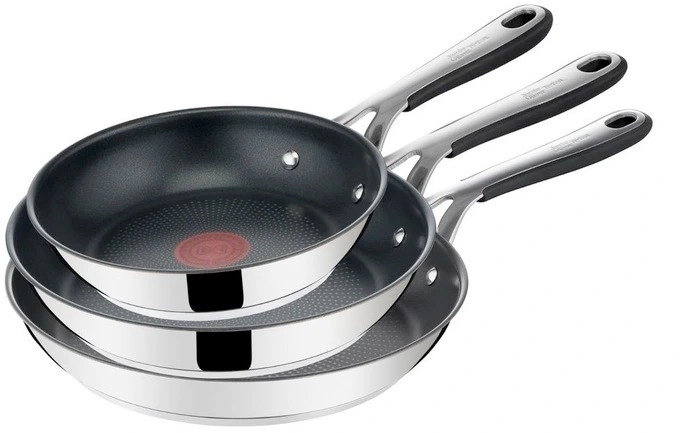 Jamie Oliver by Tefal Kitchen Essentials Induction Non-Stick Stainless Steel Triple Frypan Pack 20, 24 and 28cm