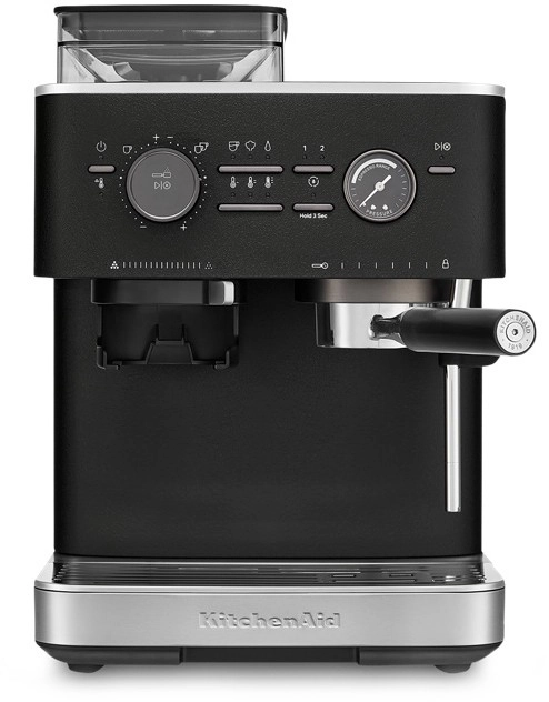 KitchenAid Semi Auto Espresso Machine with Burr Grinder Cast Iron in Black