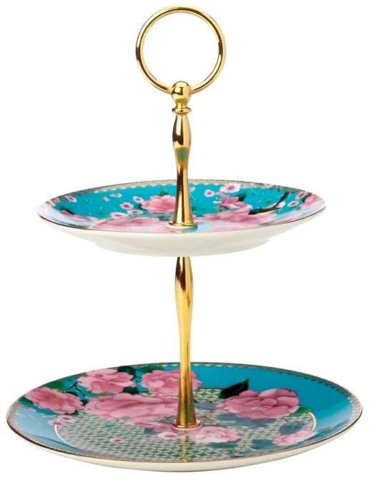 Maxwell & Williams Teas & C’s Silk Road 2 Tiered Cake Stand in Aqua