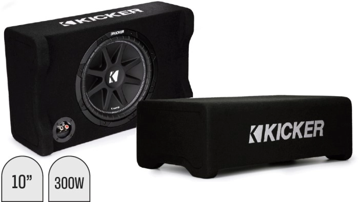 Kicker 10” Comp Down Firing Subwoofer in Custom Enclosure