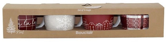 Bouclair Christmas Ceramic Fa La La Mugs 4 Pack