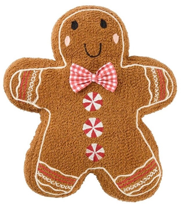 Jolly & Joy Christmas Gingerbread Man Plush Filled Cushion