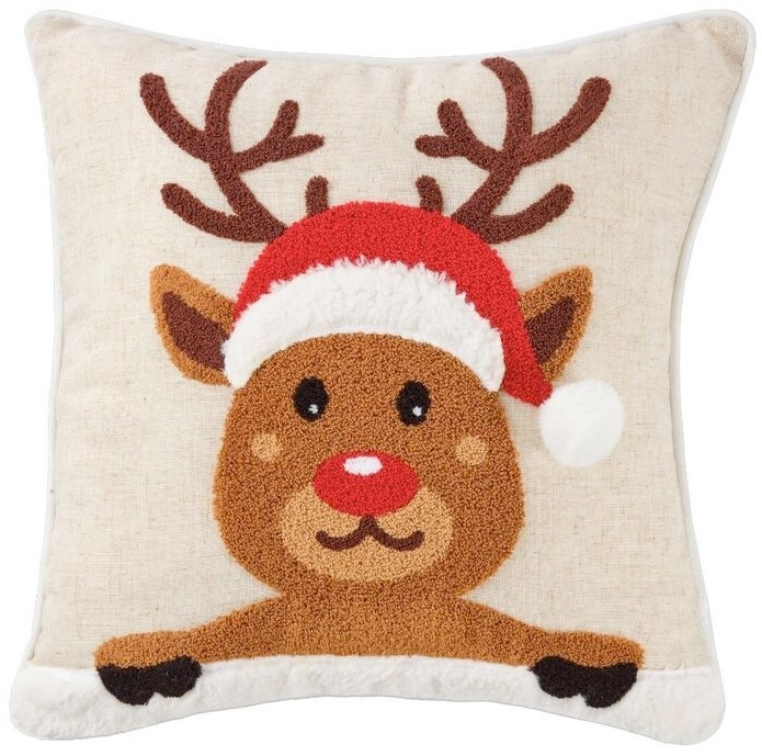 Jolly & Joy Christmas Rudolph Plush Filled Cushion