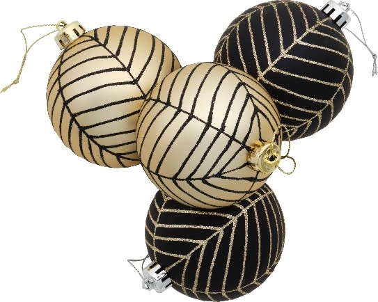 Jolly & Joy Black & Gold Baubles 4 Pack