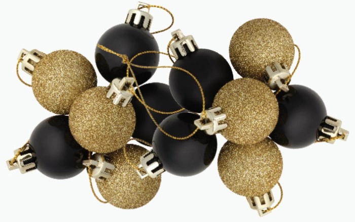 Jolly & Joy Black & Gold Mini Bauble 30 Pack