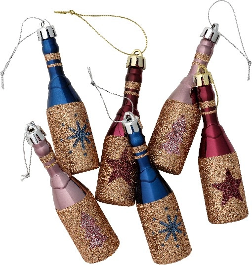 Jolly & Joy Champagne Ornaments 6 Pack