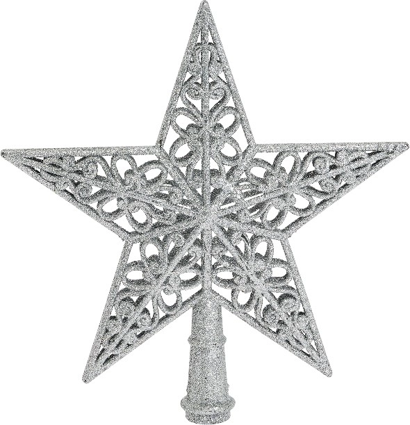 Jolly & Joy Glitter Tree Topper Silver