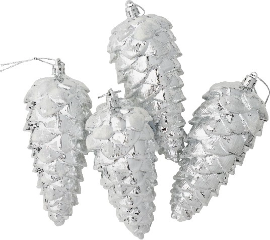 Jolly & Joy Pinecones Silver 4 Pack