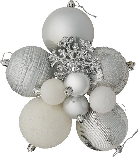 Jolly & Joy Silver Bauble Decorations 50 Pack