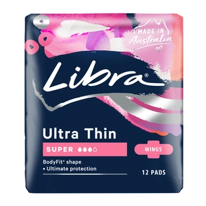 Libra Ultra Thins Super Pads with Wings 12 Pack