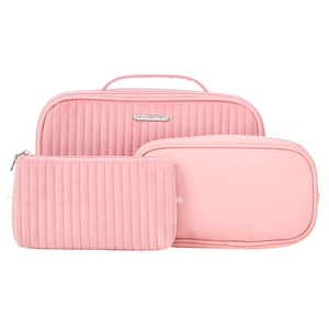 MP Cosmetics Pink Quilted Beauty Bag 3 Piece Set