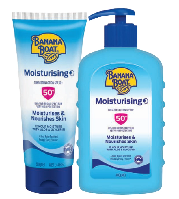 Banana Boat Moisturising SPF50+ Sunscreen Lotion 200g or 400g