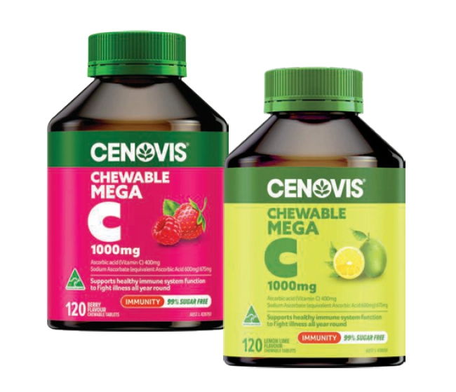 Cenovis Chewable Mega C 1000mg Berry or Lemon Lime 120 Tablets