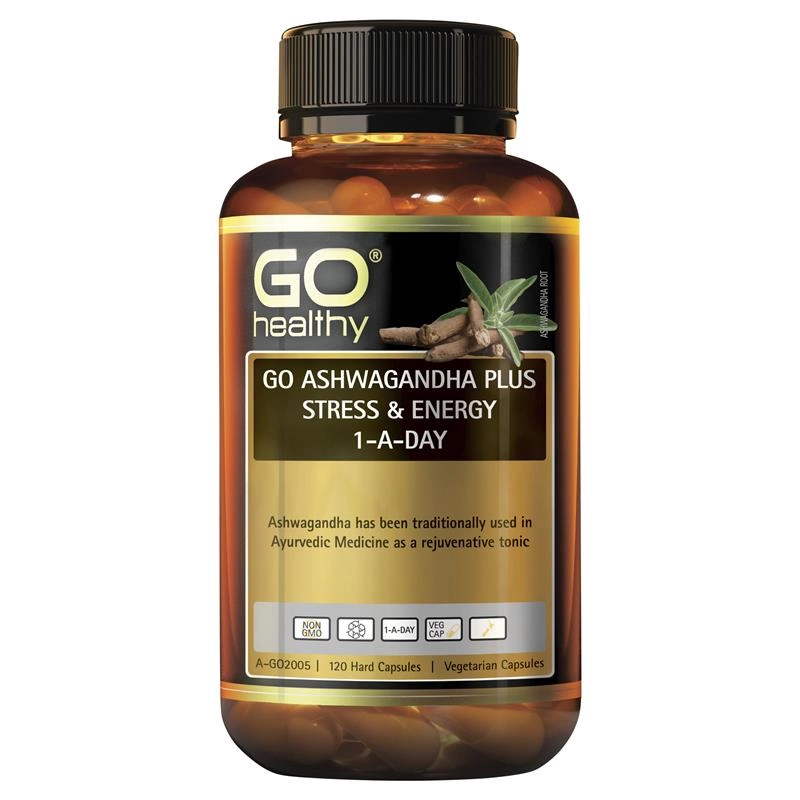 GO Healthy Ashwagandha Plus Stress & Energy 1-A-Day 120 Vege Capsules