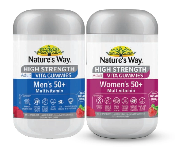 Nature’s Way High Strength Adult Vita Gummies Men’s or Women’s 50+ Multivitamin 60 Pastilles