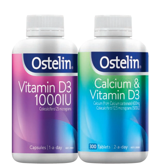 Ostelin Vitamin D3 1000IU 300 Capsules, Calcium & Vitamin D3 300 Tablets