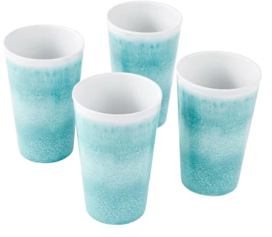 4 Mint Glazed Look Tumblers