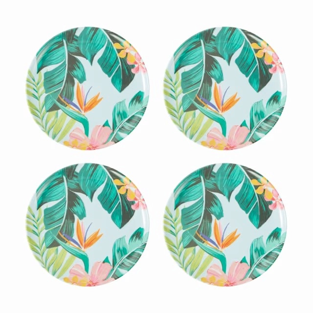 4 Pack Floral Birds Dinner Plates