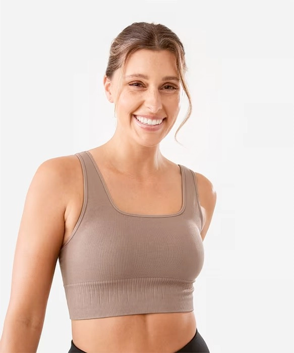 Active Womens Medium Impact Seamfree Square Neck Crop Top